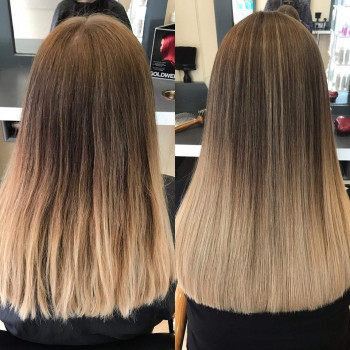 Before and after. Balayage and finish